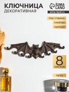 Крючки настенные «Летучая мышь», ключница декоративная, чугун, 24.2×7.5×1.6 - Фото 1