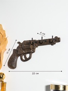 Крючки настенные «Револьвер с барабаном», ключница декоративная, чугун, 22×11×4 см - Фото 2