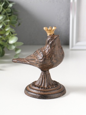Фигурка чугун «Птица в золотой короне», патина, 11×8×13 см