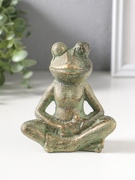 Фигурка чугун «Лягуха - дзен», зелёная патина, 10×11.5×4.5 см