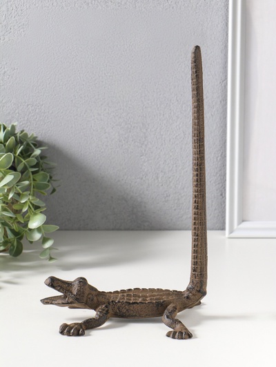Фигурка чугун, держатель для полотенец бумажных «Крокодил», 20×12×28.2 см