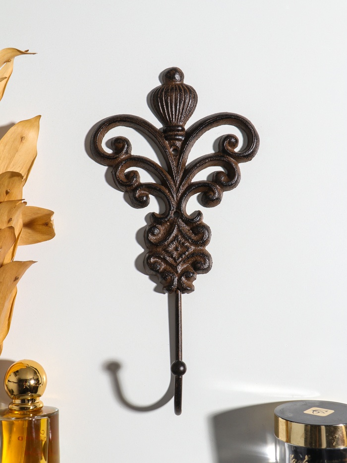 Крючок настенный «Королевский вензель», ключница декоративная, чугун, 25.5×14.3×5.6 см - Фото 1