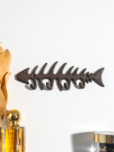 Крючки настенные «Рыбий скелет», ключница декоративная, чугун, 19.7×6.5×1.5 см