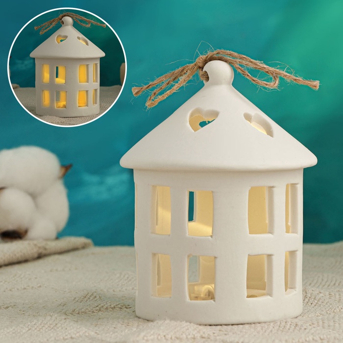 УЦЕНКА Фигура с подсветкой «Домик с сердечками» 7.5×7.5×10.5 см - Фото 1