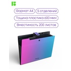 Папка А4, 5 отделений, Radiance, 600 мкм, на кнопке, розовый/голубой градиент 10998358