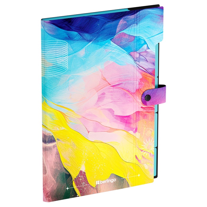 Папка А4, 5 отделений, Collision XS, 600 мкм, на кнопке, с рисунком