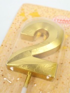 УЦЕНКА Свеча в торт на шпажке «Грань», цифра 2, золотая, 5 см - Фото 4