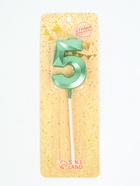 УЦЕНКА Свеча в торт на шпажке «Грань», цифра 5, изумруд, 5 см - Фото 2