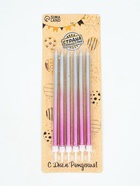 УЦЕНКА Свечи в торт "Ройс. Градиент", 6 шт., высокие, 13 см, фиолетовый, розовый, серебро - Фото 2