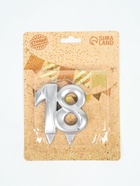 УЦЕНКА Свеча в торт «Грань», цифра 18, серебро - Фото 2