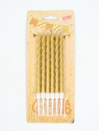 УЦЕНКА Свечи в торт «Металлик», 14 см, 6 шт. с подставкой, золотистые - Фото 2