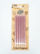 УЦЕНКА Свечи в торт «Ройс», 6 шт., высокие, 13 см, розовый металлик - Фото 2