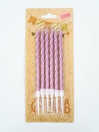 УЦЕНКА Свечи в торт витые с подставкой, 6 шт., 11 см, розовый блик - Фото 2