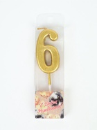 УЦЕНКА Свеча в торт на шпажке, цифра 6, золотой, 4.5×2.5 см - Фото 2