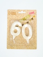 УЦЕНКА Свеча в торт юбилейная «Грань» (набор 2 в 1), цифра 60, жемчужный, 6.5 см - Фото 2