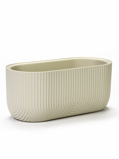 Кашпо для цветов «Рамона», 6 л, 38×18×16.5 см, пластиковое, со вставкой, цвет белый ротанг