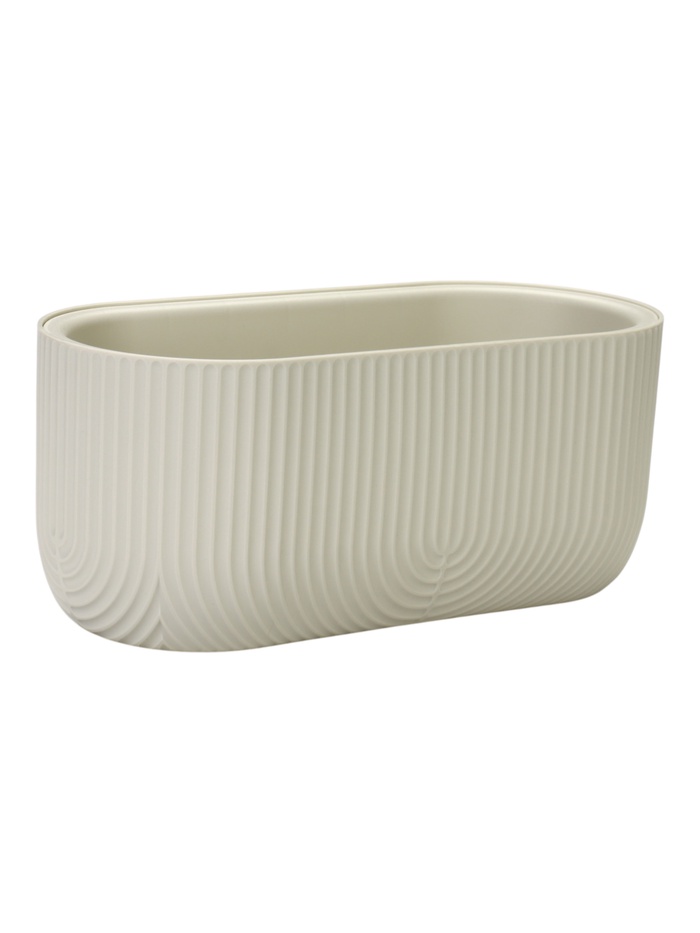 Кашпо для цветов «Рамона», 6 л, 38×18×16.5 см, пластиковое, со вставкой, цвет белый ротанг - Фото 1