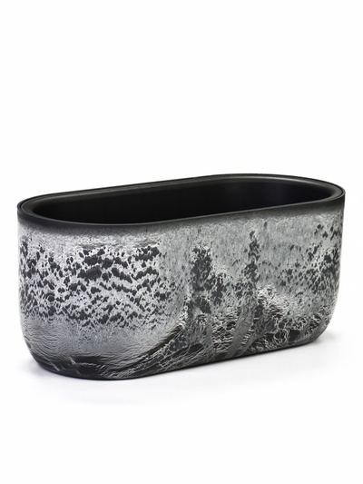 Кашпо для цветов «Микрит», 6 л, 38×18×16.2 см, пластиковое, со вставкой, серое