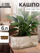 Кашпо для цветов «Микрит», 6 л, 38×18×16.2 см, пластиковое, со вставкой, бежевое - Фото 1