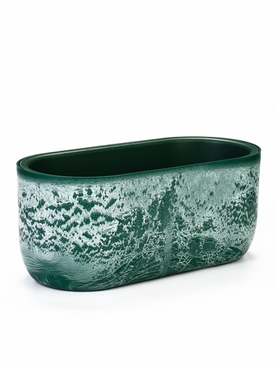 Кашпо для цветов «Микрит», 6 л, 38×18×16.2 см, пластиковое, со вставкой, зеленое