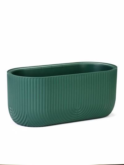 Кашпо для цветов «Рамона», 6 л, 38×18×16.5 см, пластиковое, со вставкой, цвет нефрит