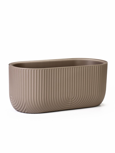 Кашпо для цветов «Рамона», 6 л, 38×18×16.5 см, пластиковое, со вставкой, серое