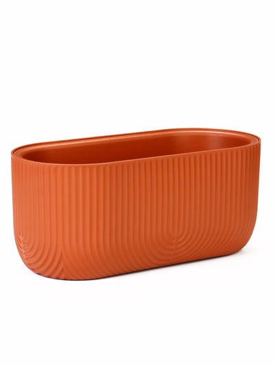 Кашпо для цветов «Рамона», 6 л, 38×18×16.5 см, пластиковое, со вставкой, цвет терракот
