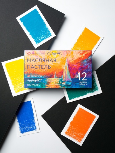 Пастель масляная 12 цветов ЗХК «Сонет», 10/69, круглая
