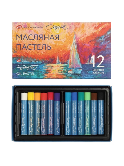 Пастель масляная 12 цветов ЗХК «Сонет», 10/69, круглая