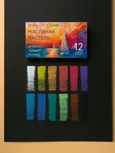 Пастель масляная 12 цветов ЗХК «Сонет», 10/69, круглая
