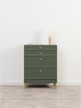 Комод напольный «Марион 16.249», 801×369×1066 мм, цвет дымчатый зеленый / олива шагрень