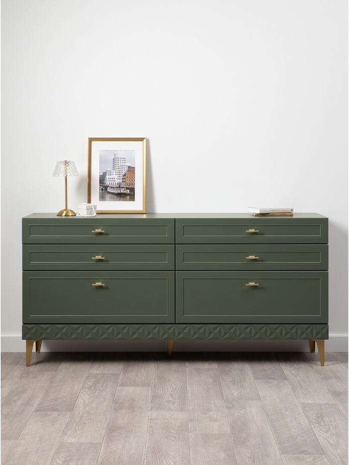 Комод напольный «Марион 16.256», 1601×369×788 мм, цвет дымчатый зеленый / олива шагрень - Фото 1