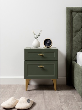 Тумба прикроватная «Марион 16.14», 401×369×510 мм, цвет дымчатый зеленый / олива шагрень