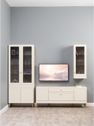 Гостиная «Марион», 3 предмета, компоновка 3, цвет слоновая кость