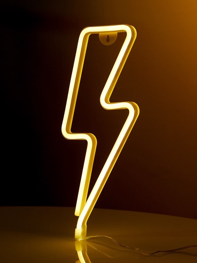 УЦЕНКА Неоновая вывеска «Молния», 34×13 см, AAx3+USB, свечение тёплое белое