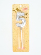 УЦЕНКА Свеча в торт на шпажке «Грань», цифра 5, серебро, 5 см - Фото 2