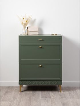 Тумба для обуви «Марион 16.134», 801×369×1066 мм, цвет дымчатый зеленый / олива шагрень