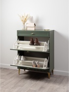 Тумба для обуви «Марион 16.134», 801×369×1066 мм, цвет дымчатый зеленый / олива шагрень - Фото 3