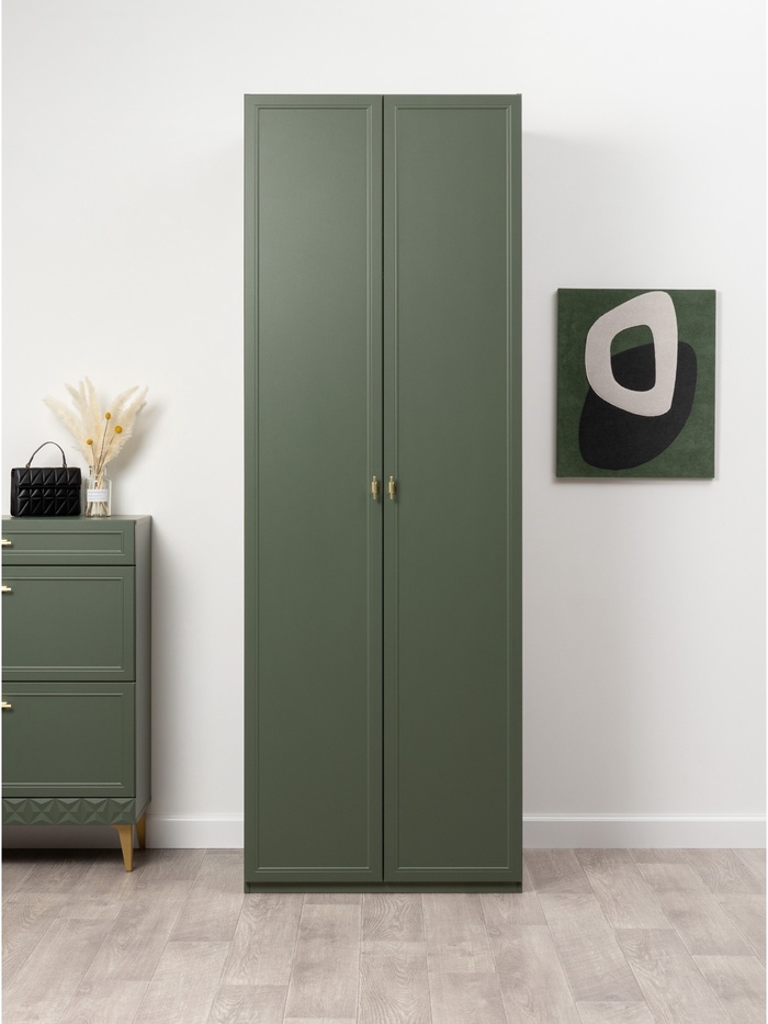 Шкаф двухдверный «Марион 16.340.02», 800×593×2303 мм, цвет дымчатый зеленый / олива шагрень