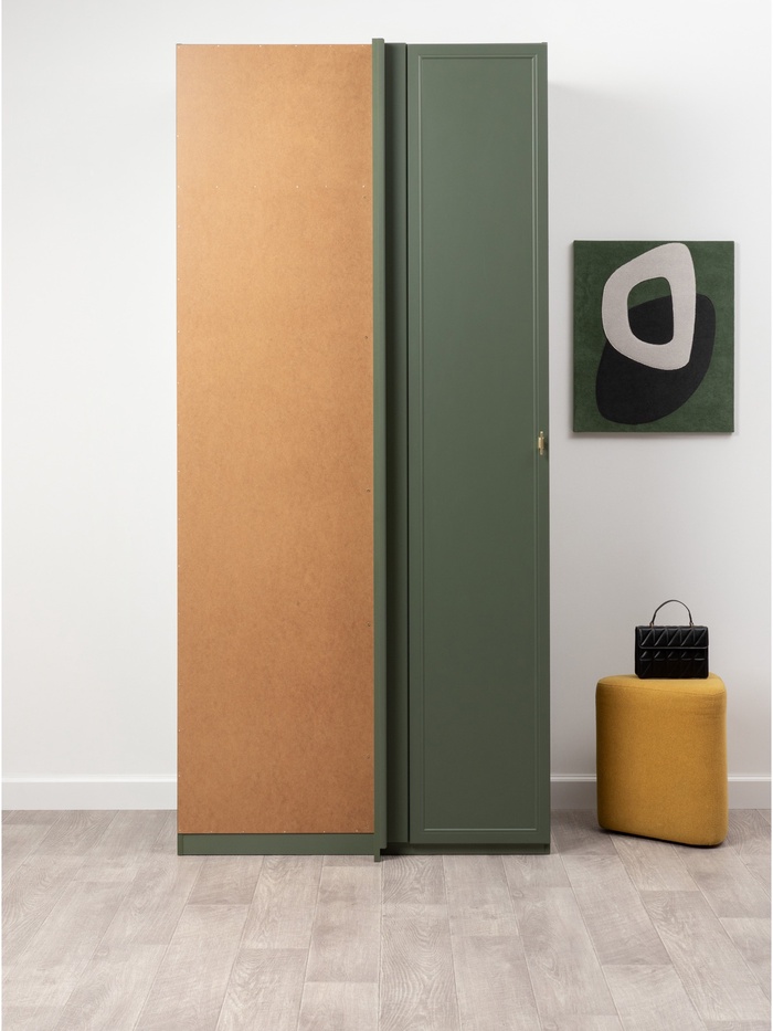 Шкаф угловой «Марион 16.339», 1055×653×2303 мм, цвет дымчатый зеленый / олива шагрень