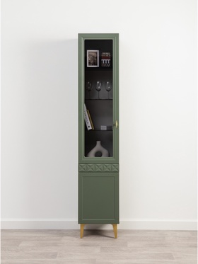 Шкаф - витрина «Марион 16.397.01», 400×369×2000 мм, цвет дымчатый зеленый / олива шагрень