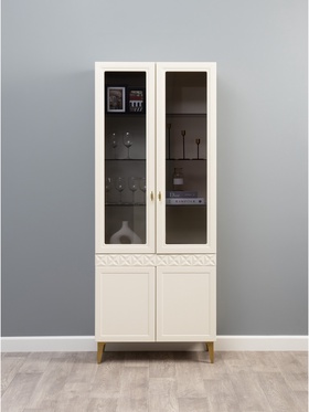 Шкаф - витрина «Марион 16.397.02», 801×369×2000 мм, цвет слоновая кость