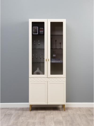 Шкаф - витрина «Марион 16.397.02», 801×369×2000 мм, цвет слоновая кость