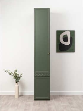 Шкаф - пенал «Марион 16.340.01», 400×593×2303 мм, цвет дымчатый зеленый / олива шагрень