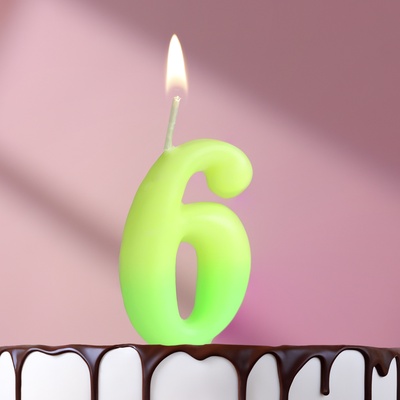УЦЕНКА Свеча для торта цифра «Люминесцентная», 5.5 см, цифра 6
