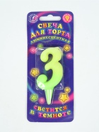 УЦЕНКА Свеча для торта цифра «Люминесцентная», 5.5 см, цифра 3 - Фото 2