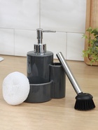 УЦЕНКА Дозатор для моющего средства Доляна «Милитари», 370 мл, с губкой и щёткой, серый - Фото 2