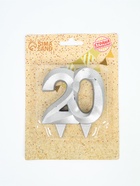 УЦЕНКА Свеча в торт юбилейная «Грань», цифра 20, серебро - Фото 2