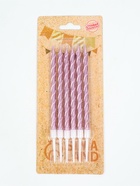 УЦЕНКА Свечи в торт витые с подставкой, 6 шт., 11 см, розовый блик - Фото 2