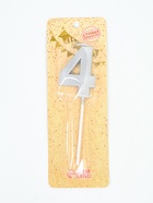 УЦЕНКА Свеча в торт на шпажке «Грань», цифра 4, серебро, 5 см - Фото 2